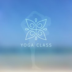 Blured background with yoga logo