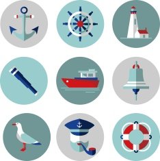 Sea icons in flat style
