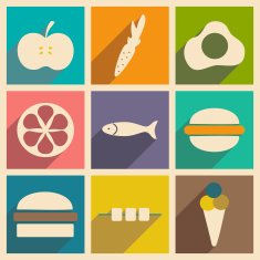 Flat with shadow concept and mobile application snacks