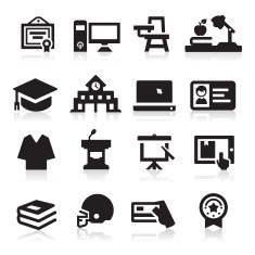 Set of black education and college icons N2
