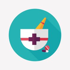 mortar and pestle Flat style Icon with long shadows