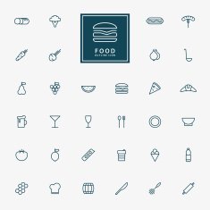 32 food and beverage minimal line icons N2