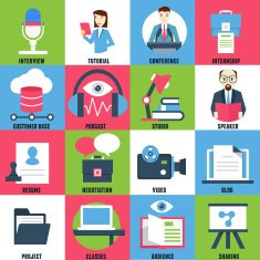 Set flat icons of business learning N2