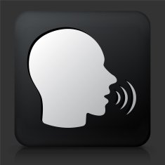 Black Square Button with Talking Face Icon