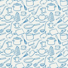 background with blue kitchen utensils N2