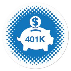 401K savings piggy bank badge