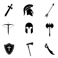 Ancient weapon icon set