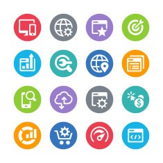 SEO Icon Set - Circle Illustrations