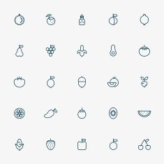 25 fruit minimal line icons N2