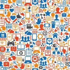social media network background with icons vector