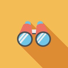 Binoculars flat icon with long shadow