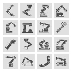 Robotic arm icons black