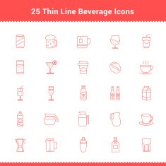 Set of Thin Line Stroke Beverage Icon N2