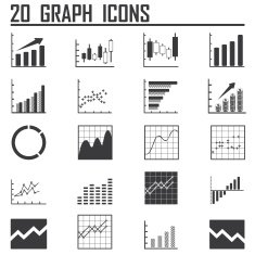 Line chart and Diagram icons on white background Vector illustration