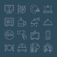 hotel line icon set