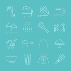 Kitchen line icon set