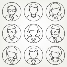 Vector mono line people icons set