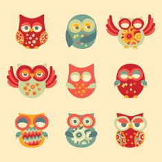 Vintage Decor Owl Set N2