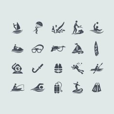 Set of water sports icons