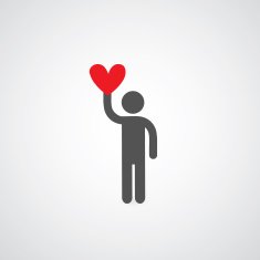 man holding heart symbol