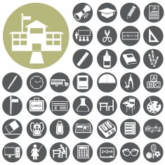 School and Education icons set Illustration eps10 N2