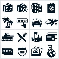 Black Travel and Vacation Icons N3