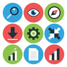 Flat Styled Circular Business Icons