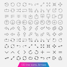 Thin line icon set - Arrows
