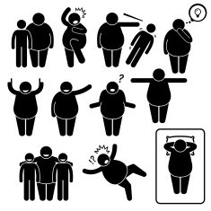 Fat Man Action Poses Postures Pictogram