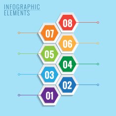 Infographic with honeycomb structure on the blue background