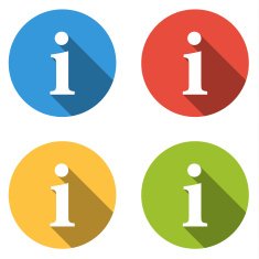 Collection of 4 isolated flat buttons (icons) for i