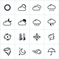 Black Weather Icons - Line Style