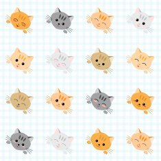 Seamless pattern with cute cats Kitten texture endless background Vector