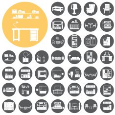 House furniture Interior icon set Vector Illustration eps10