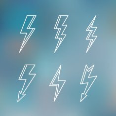 Lightning icon minimal linear contour outline style blurred background vector