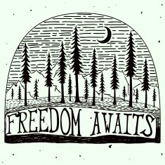 Freedom awaits grungy handdrawn quote poster