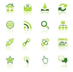 internet icon set eco reflection