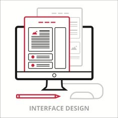 Business icons Interface design Flat vector illustration Outlined IT icons