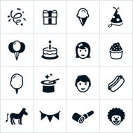 Black Birthday Party Icons N2