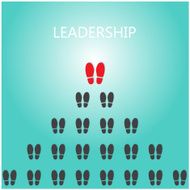 Shoe prints with leadership concept