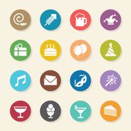 Birthday Celebrations Party Icons - Color Circle Series