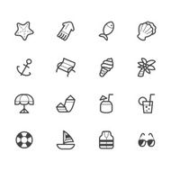 beach holiday element vector black icon set on white background