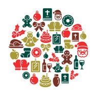 Christmas Element Icons in Circle Shape N3