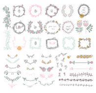 Big set of floral graphic design elements N10