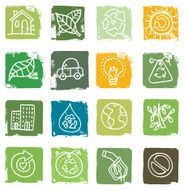 Nature recycling and green block icon set N2