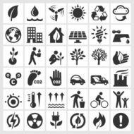 Black and white environmental conservation icons