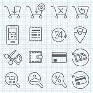Vector line icons set for web store