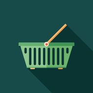 Colorful food basket flat square icon with long shadows