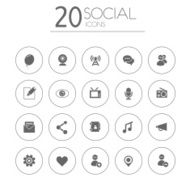 Simple thin social icons collection on white background