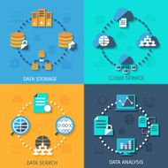 Big data 4 flat icons composition